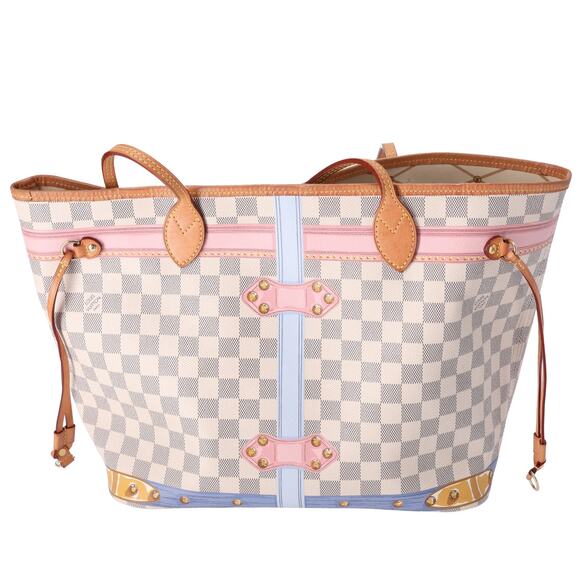 Louis Vuitton Neverfull MM Summer Truck Tote Bag N41065 Azur Damier Canvas - Picture 8 of 9